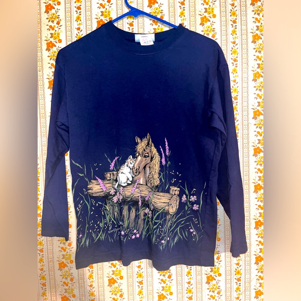 Vintage horse and kitty shirt